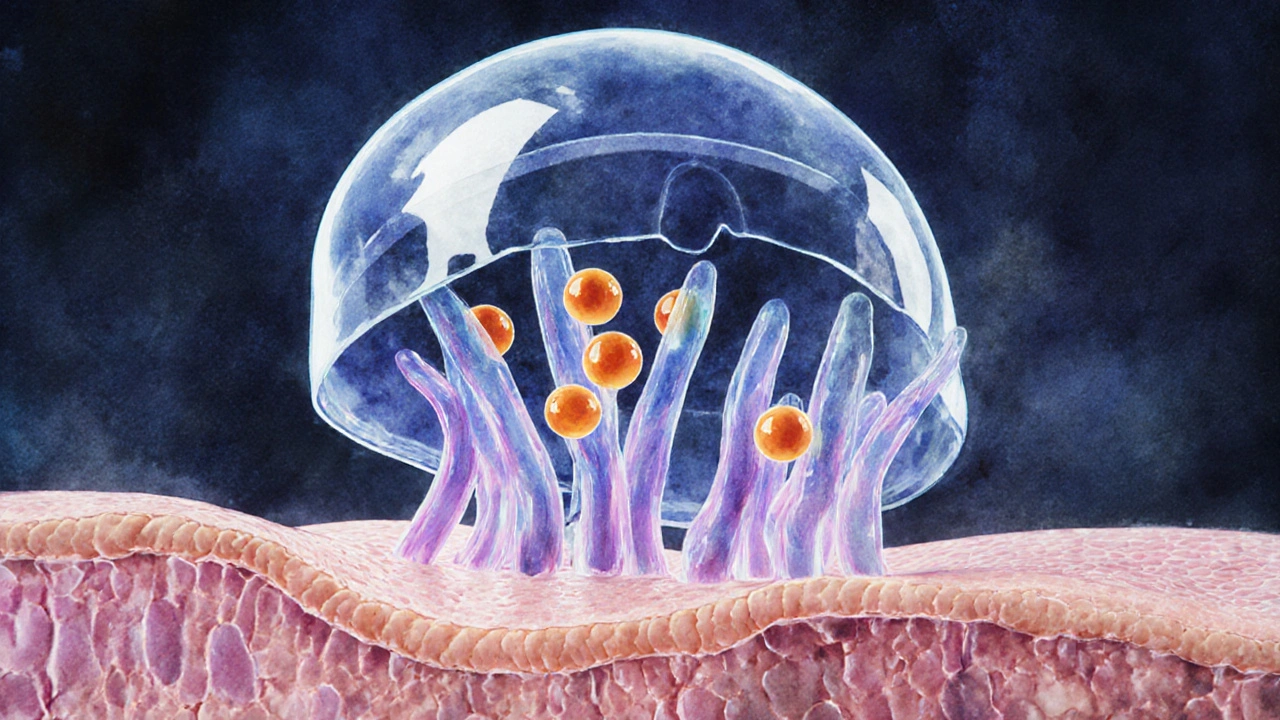 Illustration of fungal cell showing griseofulvin disrupting microtubules.