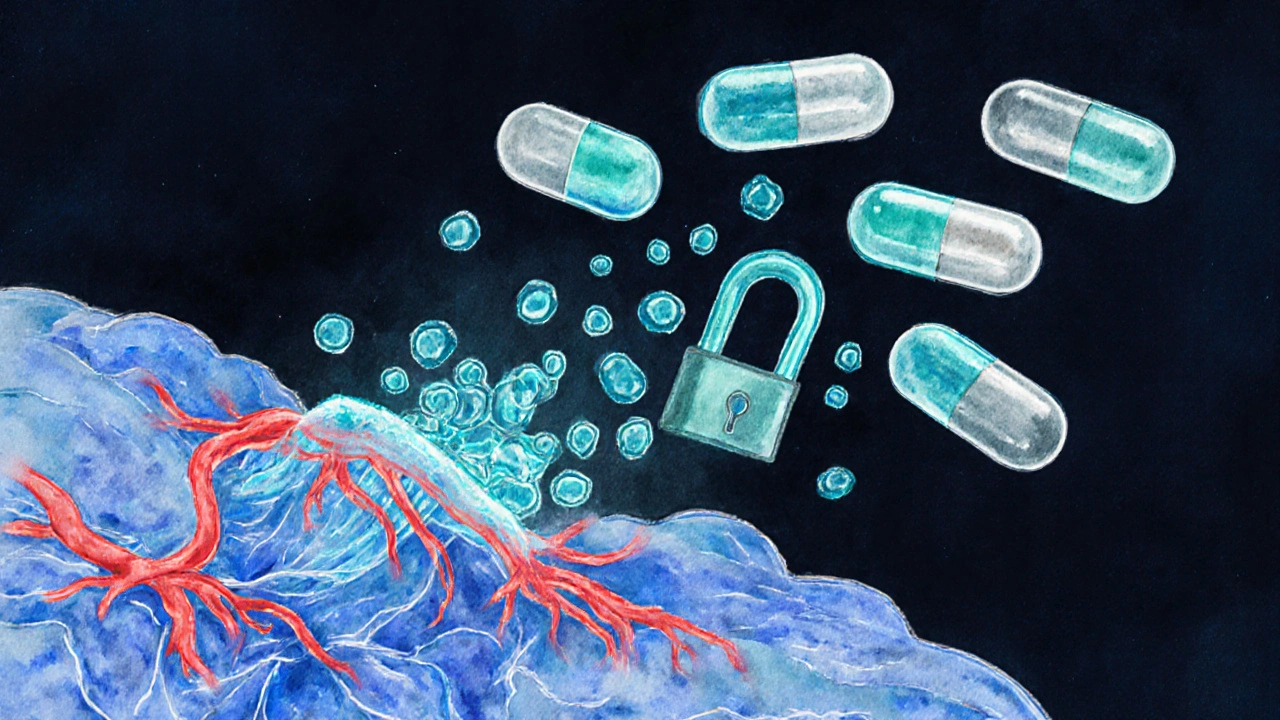 Illustration of penile blood flow showing PDE5 inhibition by dissolving ED pills.